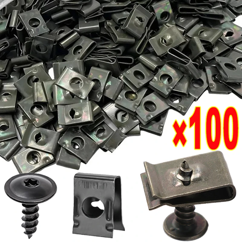 100/20pcs Car Motorcycles Metal Screw Self-Tapping Fastener Clips Kits with Screws Anti-rust Protection Clip Screw Buckle Kits