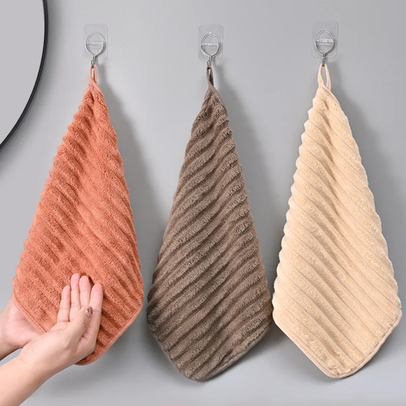 Cotton Hand Towel Soft Highly Absorbent Small Towel  Kitchen Bathroom Use Hangable Design Suitable  Multi-Functional Household