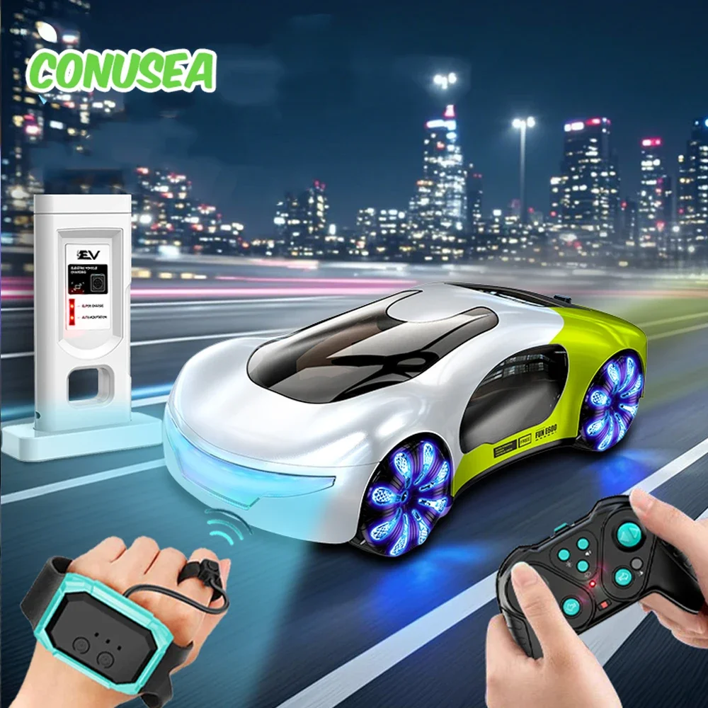 

Rc Drift Car New Energy Gesture Sensing Watch Remote Control Racing Dual Spray with Music Charging Pile Cool Light Kids Toy Boys