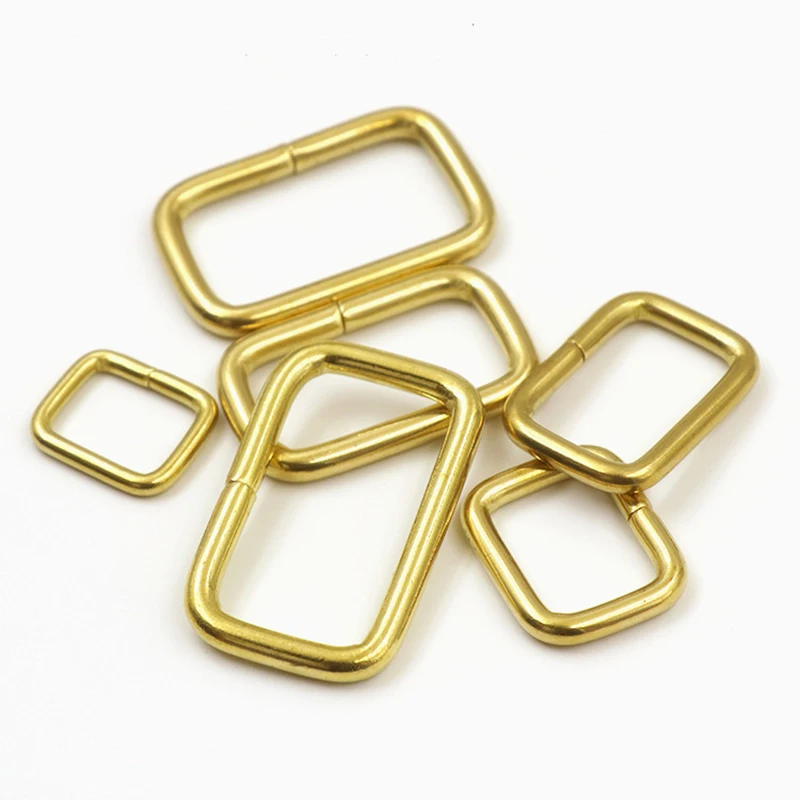 2pcs Brass Metal Wire Formed Rectangle Ring Buckle Loops For Webbing Leather Craft Bag Strap Belt Buckle Garment Luggage Purse