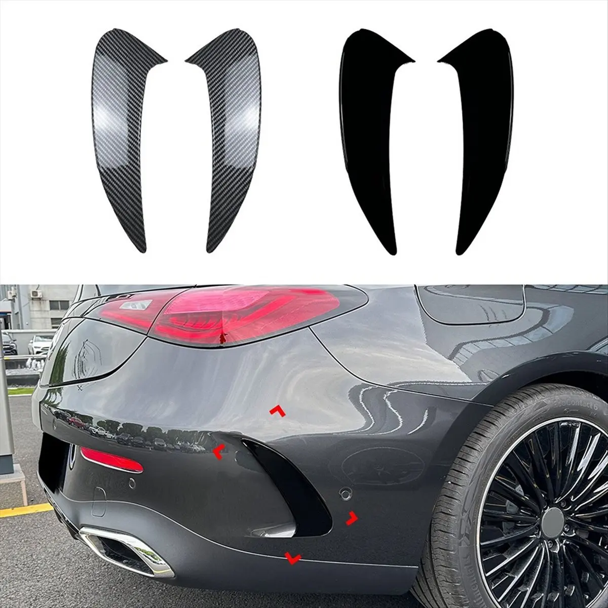 Compatible Car Rear Bumper Spoiler Side Wing Canard Trim for CLE Coupe C236 2024+ Gloss Black