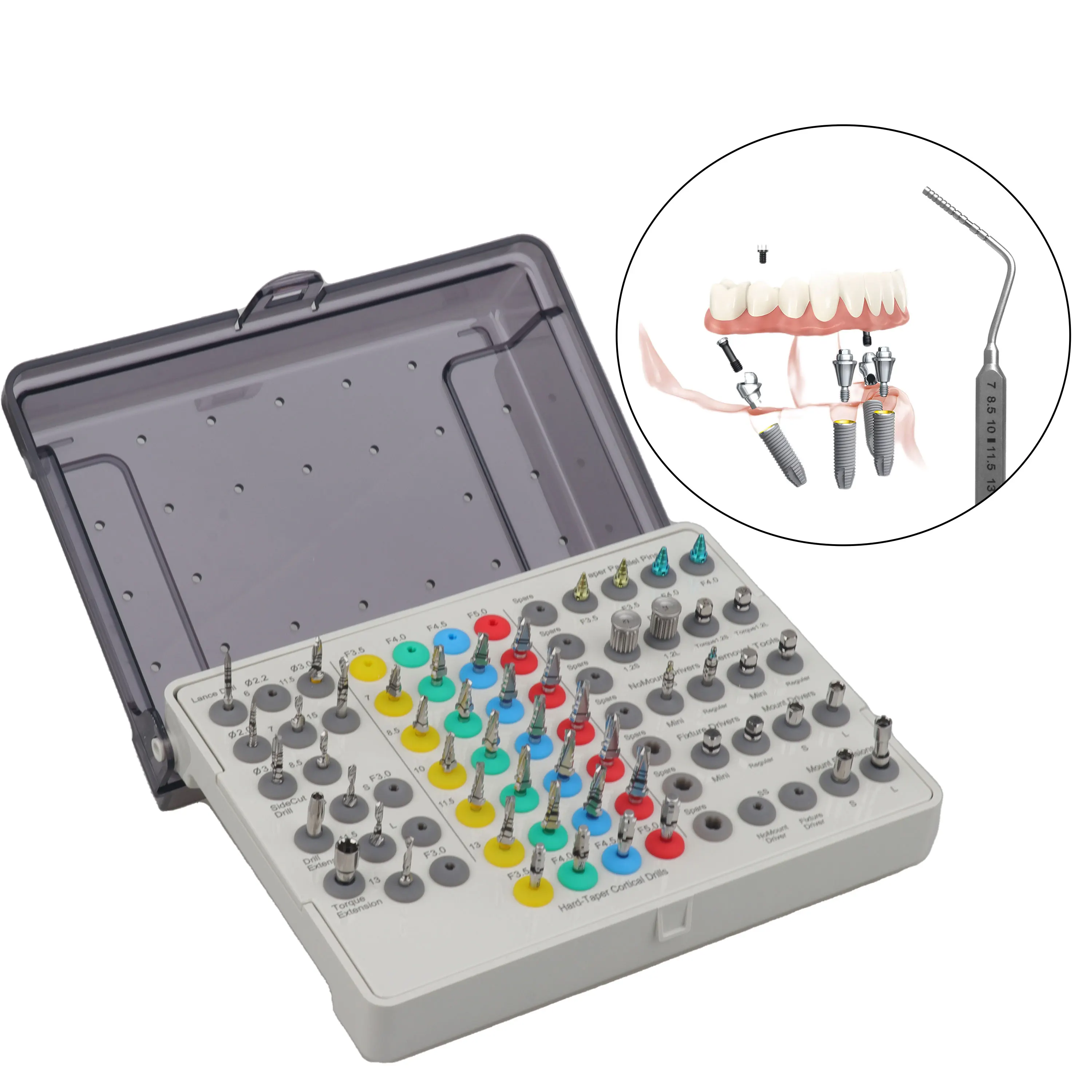 

Precision Dental Guided Implant Surgery Kit High Quality Stainless Steel Tissue Punch Pilot Reaming Anchor Drills Guider Set