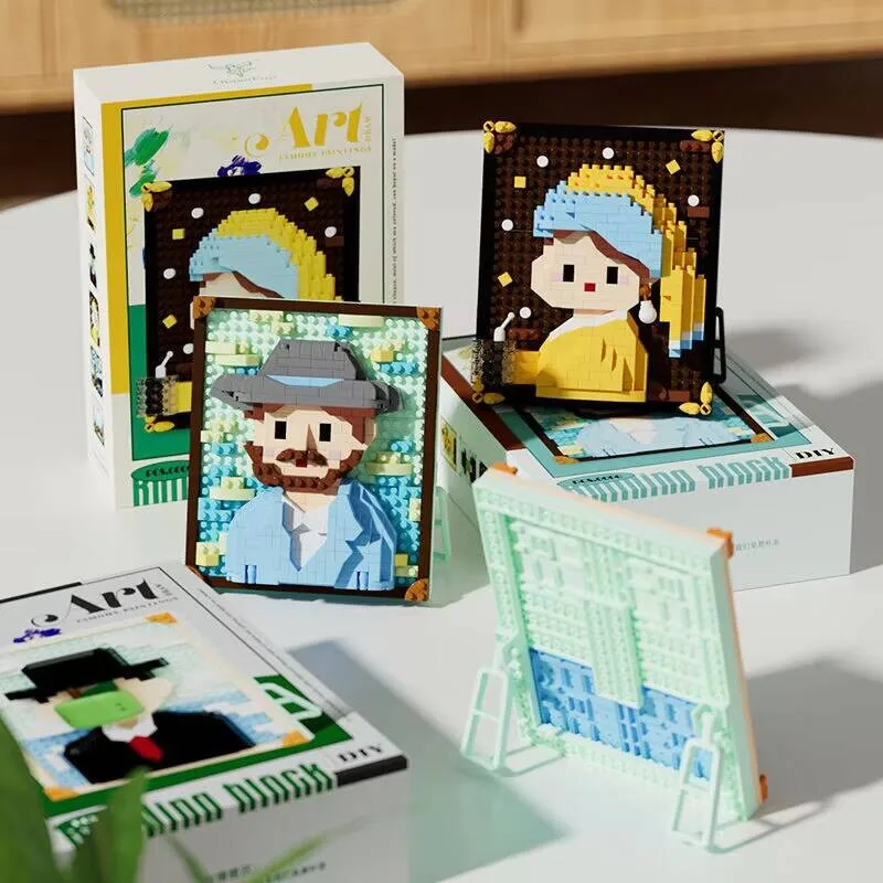 

Building Block Famous Art Series Miniature Decoration Collectible Creative Home Office Display Set for Adults and Teens