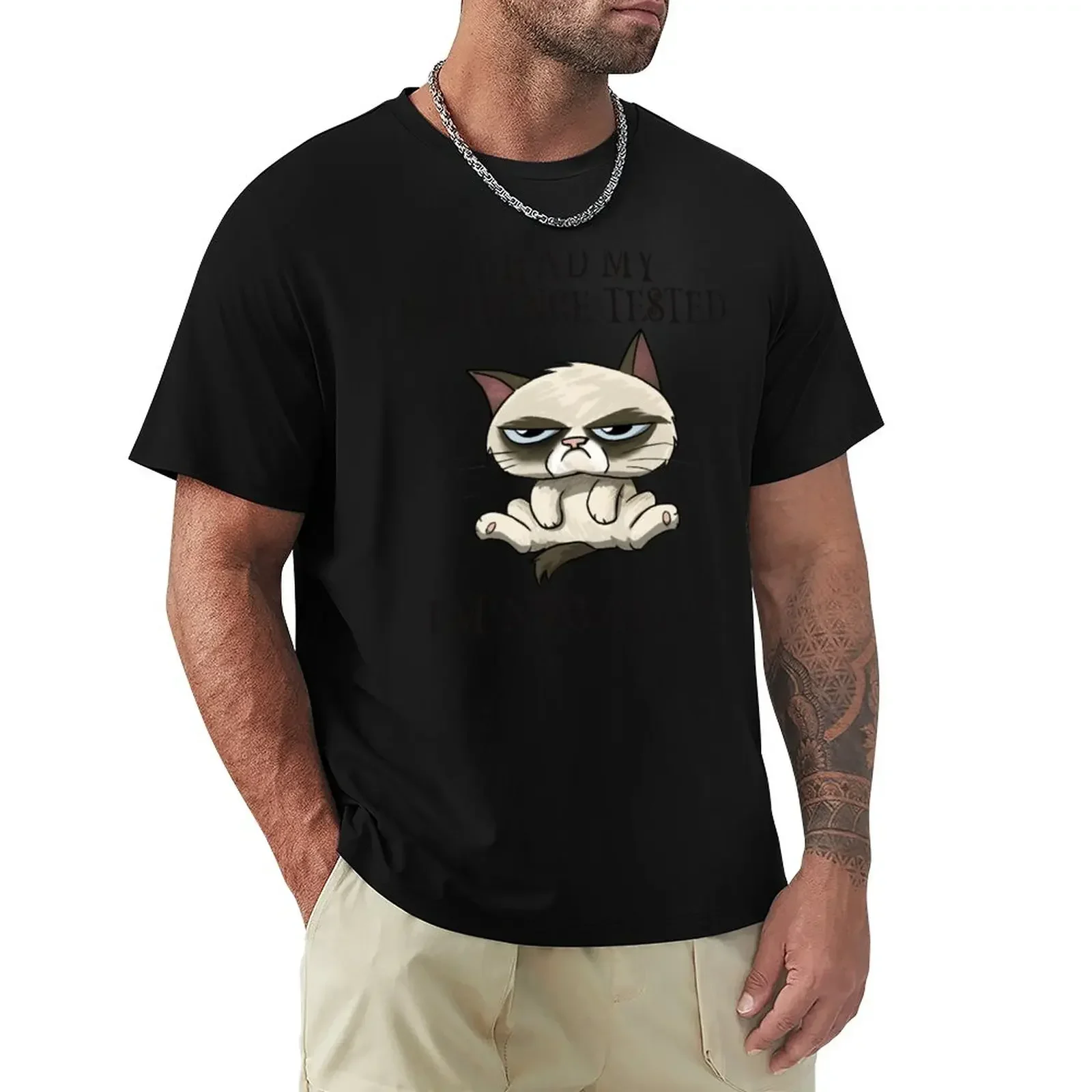 

graphics cute tops animal prinfor boys mens graphic t-shirts hip hop I Had My Patience Tested I'm Negative Cat T-Shirt Outfits