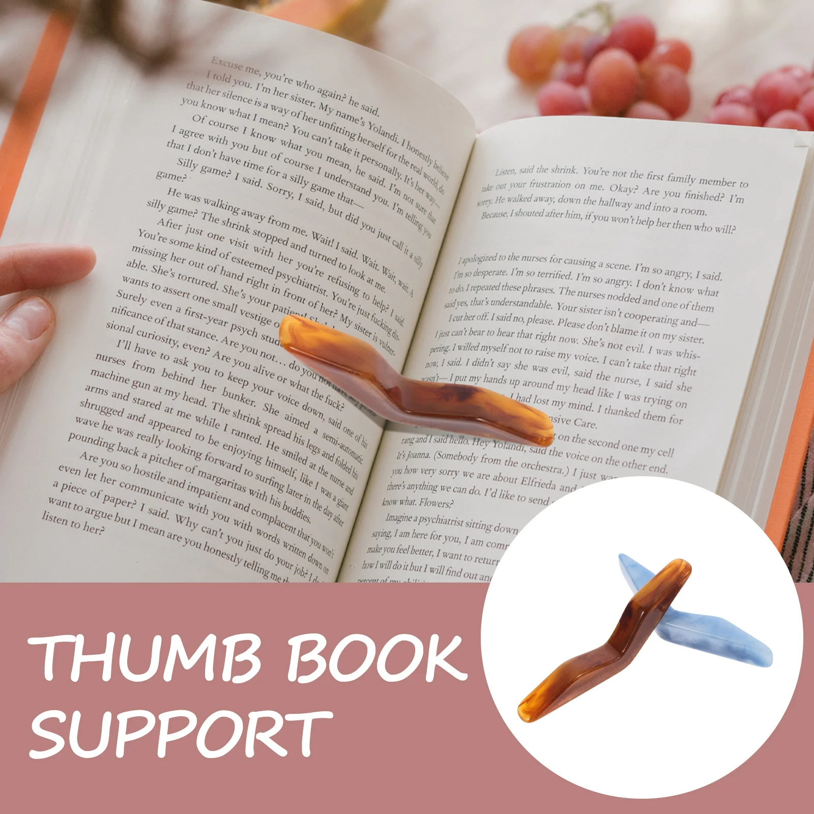 

2Pcs Resin Thumb Book Holder Lightweight Finger Page Holder Convenient Reading Accessory for Thick Thin Books Travel