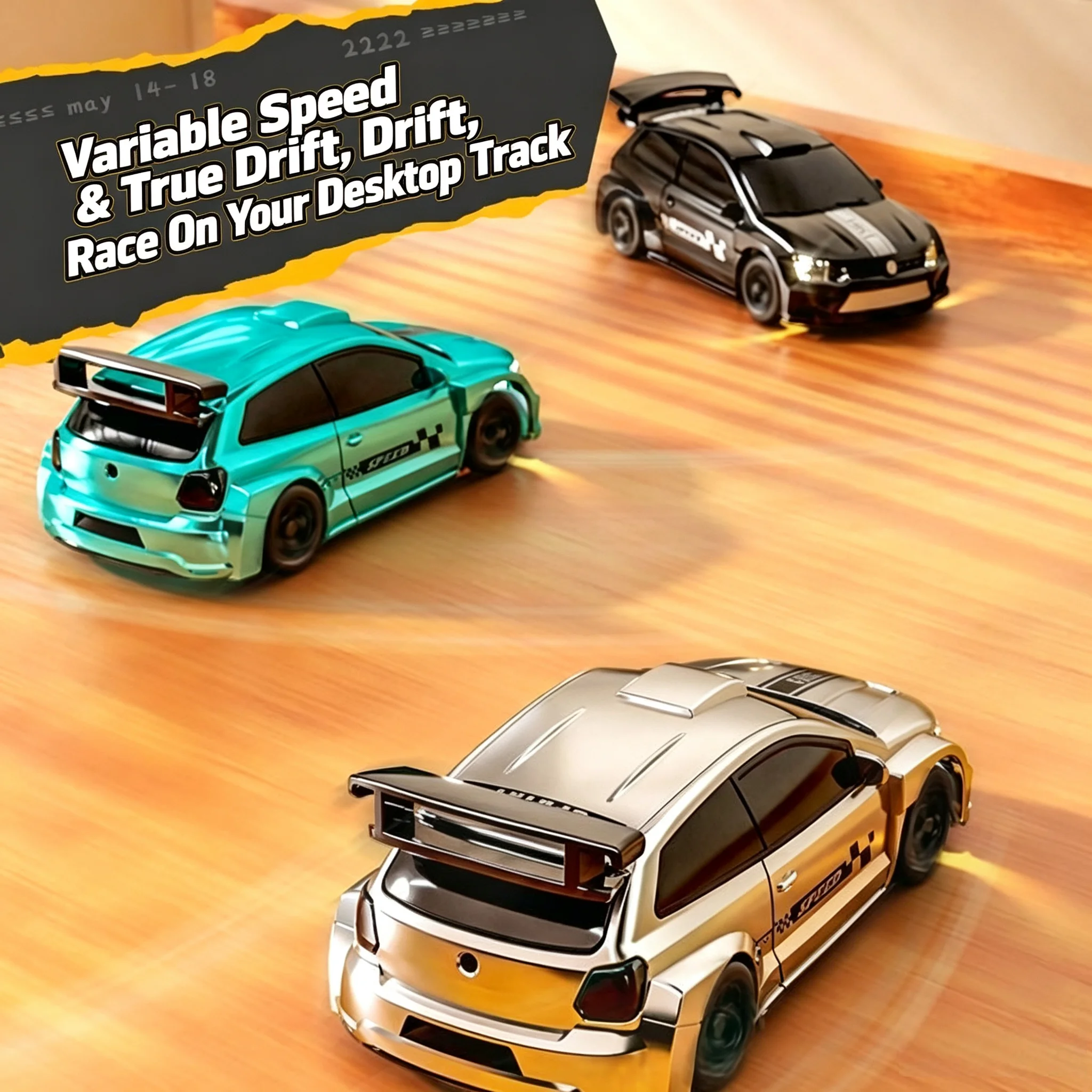 Mini 1/64 four-wheel drive RC drift car, colorful LED light racing car, suitable for boys' desktop fun birthday gift