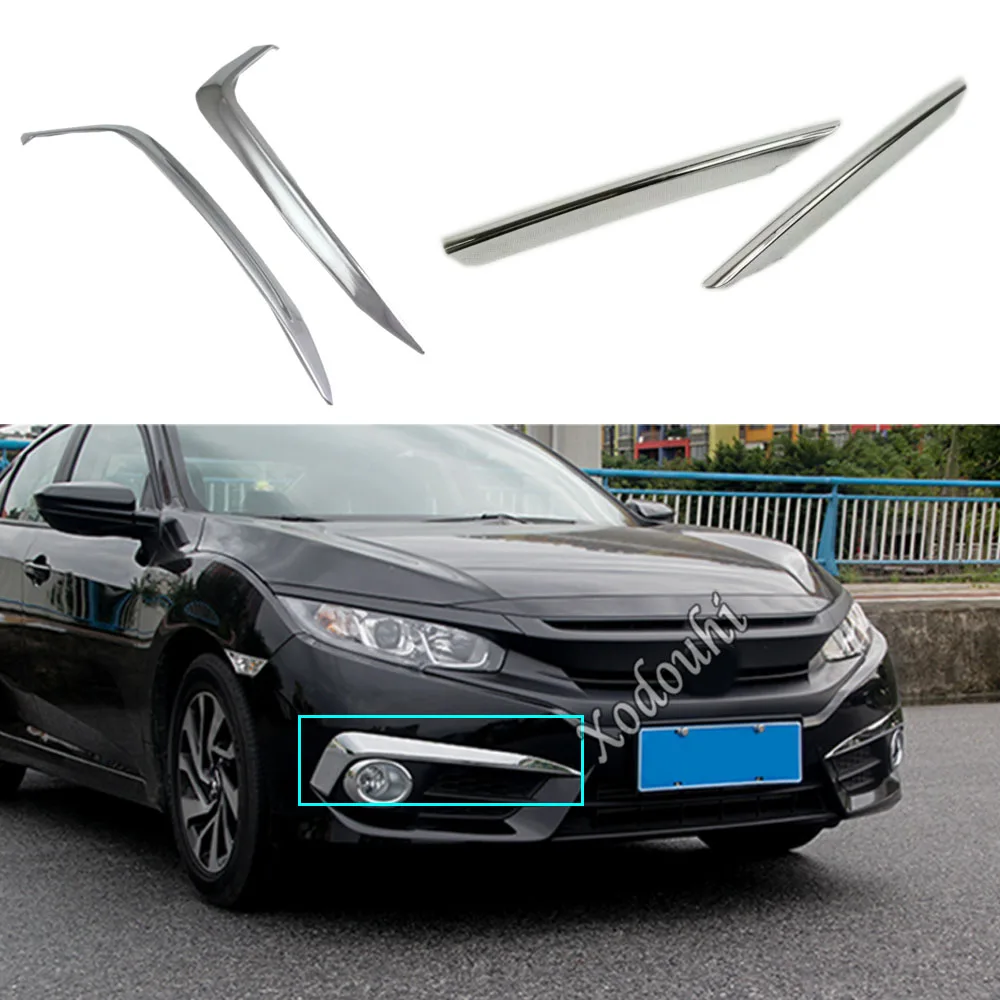 Auto Körper Kopf Vorne Nebel Augenbraue/Trim Licht Lampe Rahmen Stick ABS Chrom Abdeckung Für Honda Civic 10th 2016 2017 2018 2019 2020 2021