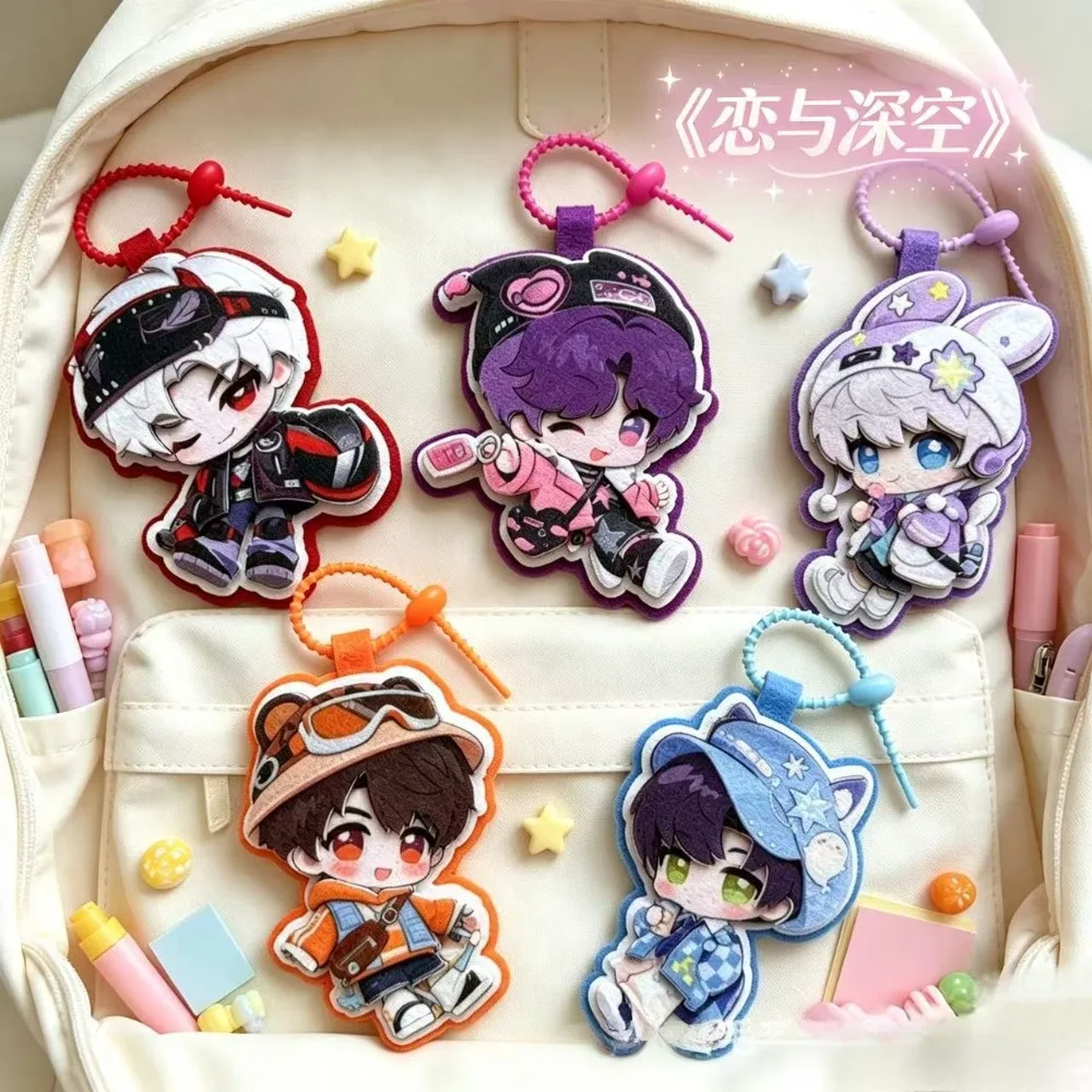 Love and Deepspace Keychain Q Version Zayne Rafayel Xavier Caleb Sylus Cute Anime Character Non-woven Bag Pendant Game Fans Gift