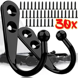 30/1Pcs Wall Hooks Door Wall Mounted Coat Hanging Hooks Heavy Duty Metal Screw Hook for Clothes Keys Kitchen Bathroom Organizer