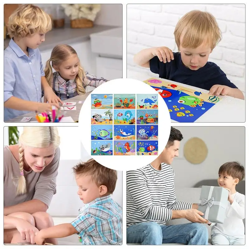 Foam Stickers 12 Sheets 3D Eva Foam Sticker Puzzle Game DIY Animal Handmade Painting 3D Stickers DIY Children Animal Handmade