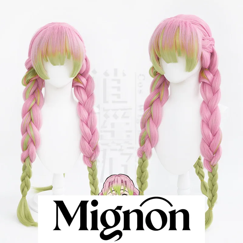 Mignon Kanroji Mitsuri Cosplay Wig Love Pillar Simulation Scalp Halloween Gift