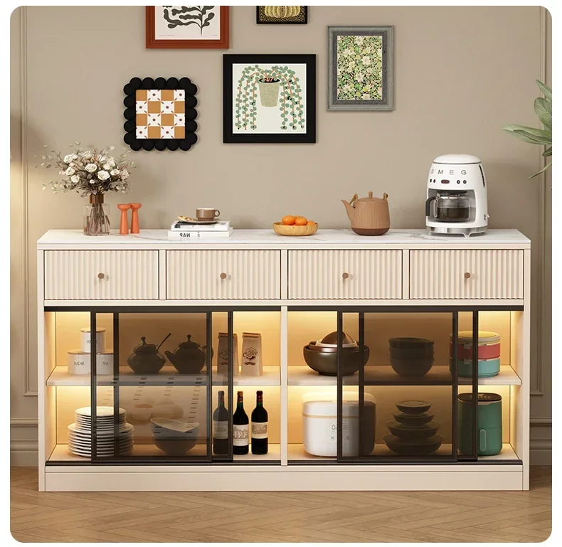 Slate dining side cabinet household living room storage sliding door tea cabinet