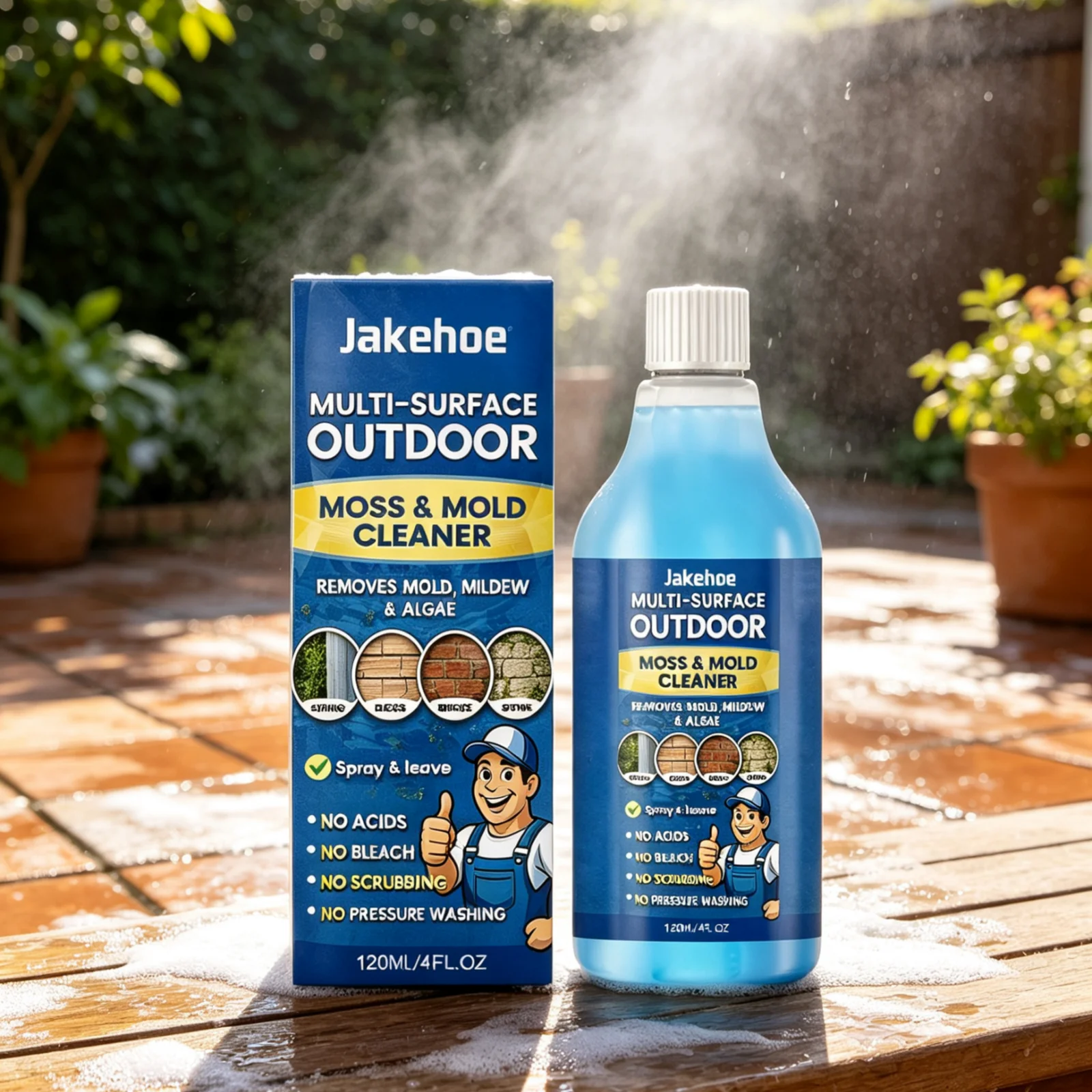 Jakehoe Multi Surface Outdoor Cleaner Mold Remover Effective Cleaning Powerful Decontamination Concentrated Mold Cleaner 120ml