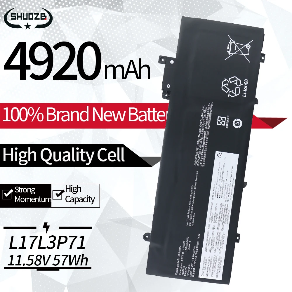 

New L17L3P71 Laptop Battery For Lenovo ThinkPad T480S Series 01AV478 SB10K97620 01AV479 01AV480 L17M3P71 L17S3P71 L17M3P72 57WH