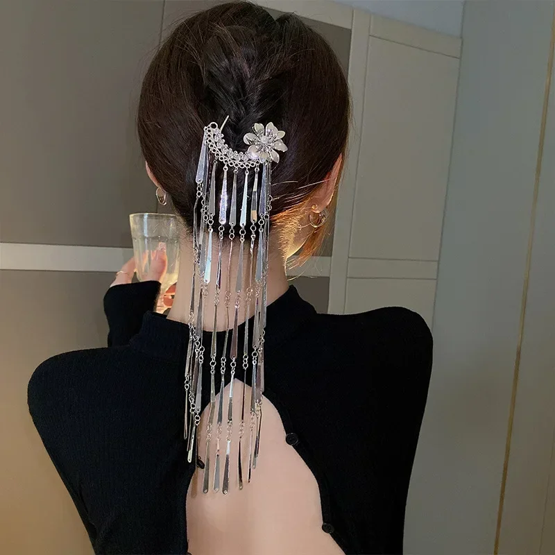 زهرة سوبر طويلة شرابة دبابيس الشعر للنساء بيان العصرية الرجعية الشعر العصي مزاجه تقليد اللؤلؤ الشعر عود ث #5