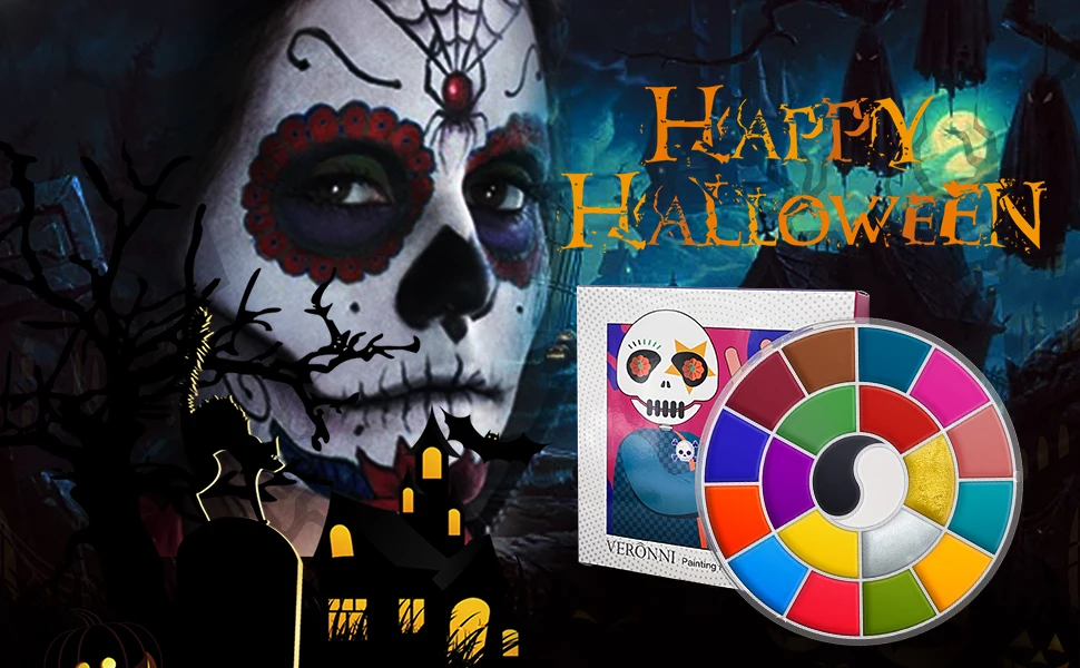 SFX Make-up-Set, 12-farbig, Gesichts- und Körperbemalung, Öl, Bühne, Spezialeffekte, Halloween, Wunde, Narbe, Wachs, Make-up, gefälschte Schorf, Blutspatel, Farbe – Detail 1