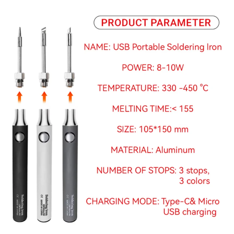 Pióro spawalnicze 10W USB bezprzewodowa lutownica z baterią litową 5V przenośna ładowalna kontrola temperatury DIY sprzęt spawalniczy