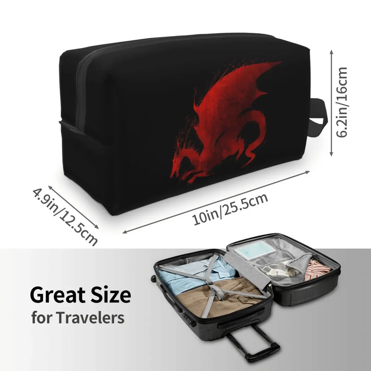 Dragon Age Origins Blood Dragon V2 Makeup Bag Cosmetic Organizer Storage Dopp Kit Toiletry Cosmetic Bag for Women Beauty Travel