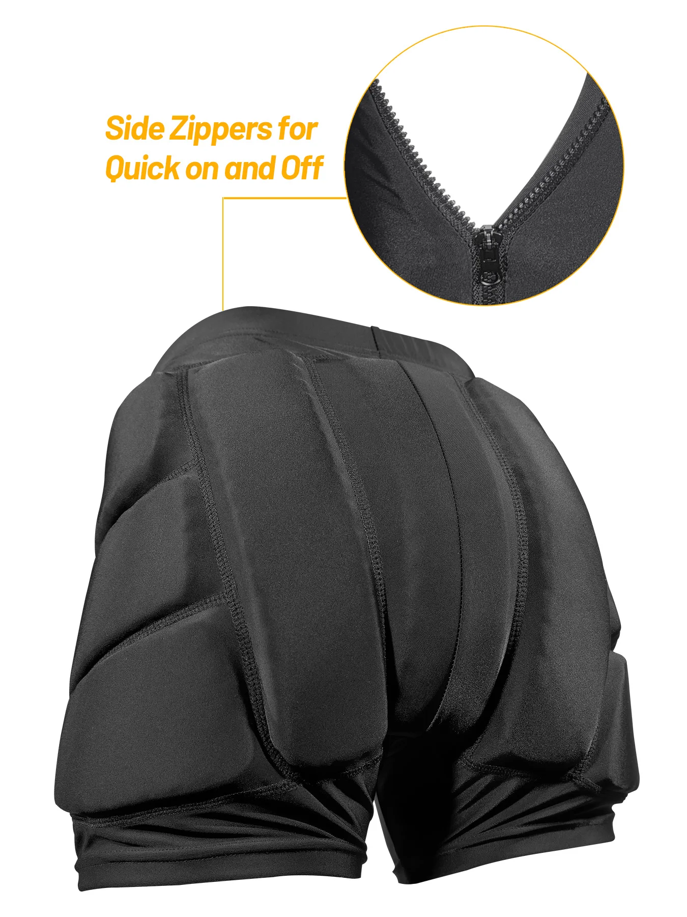 AVIVOR Never-Flatten Foam Padded Shorts with Zipper Design for Ice Skating, Skateboarding, Skiing - Ages 6+ to Adult