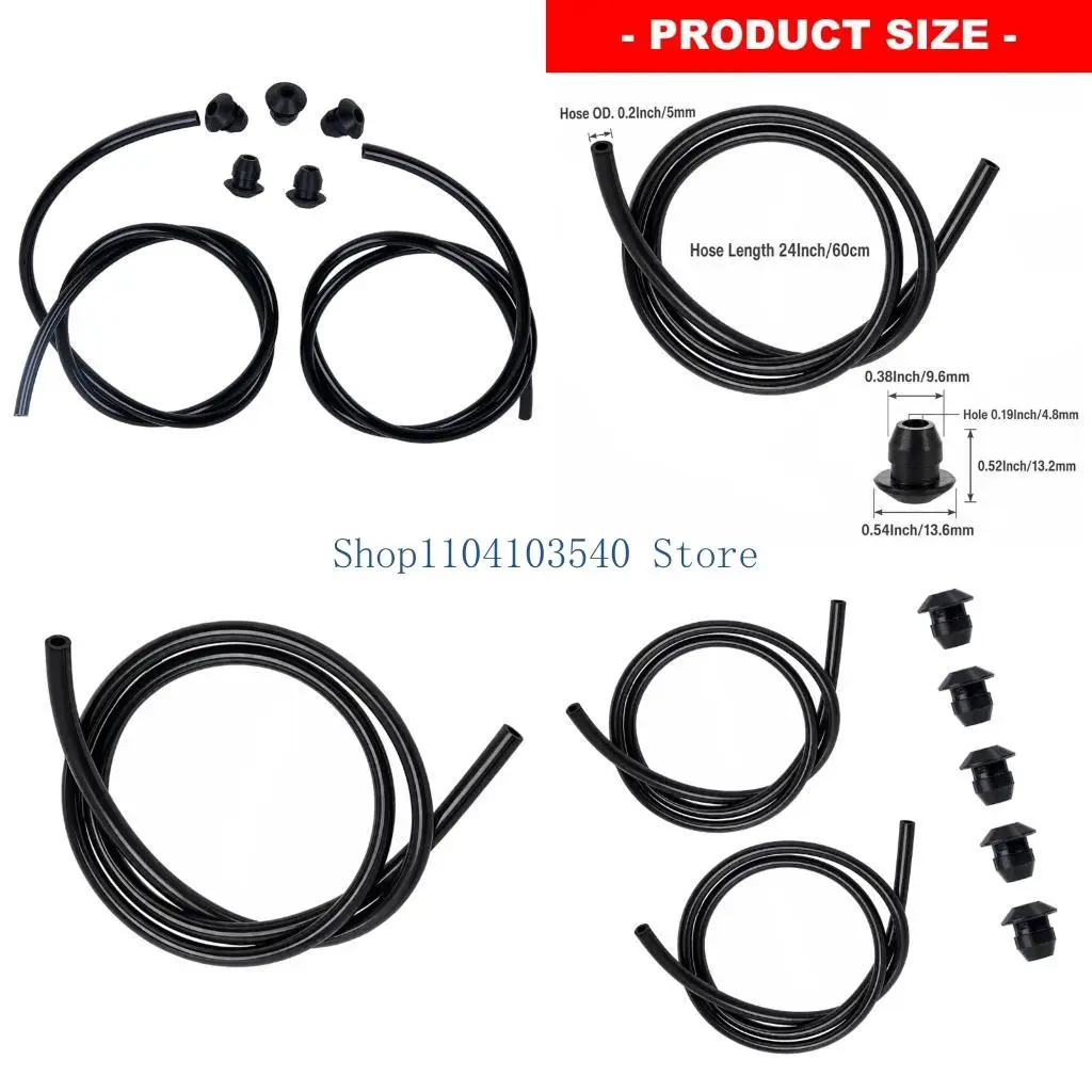 02DC 24 in Gas Line and Bushing Set for Small Engine Care, 2 Replacement Hoses 5 mm Outer Diameter with 5 Rubber Inserts 4.8 mm