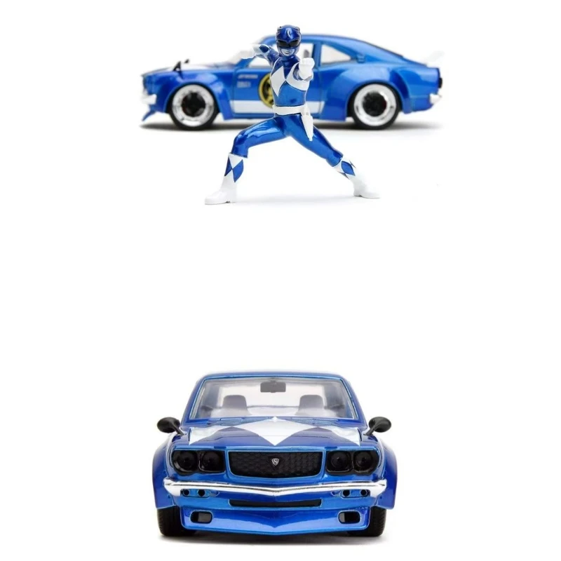 1:24 Jada BLUE RANGER & 1974 Mazda RX-3 합금 자동차 모델 높은 시뮬레이션 랠리 레이싱 스포츠카 장난감 슬라이딩 기능 자동차 모델