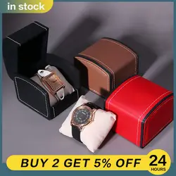 Luxury Watch Holder Box PU WristWatch Storage Case High End Gift Packaging Case Jewelry Organizer With Watch Pillow