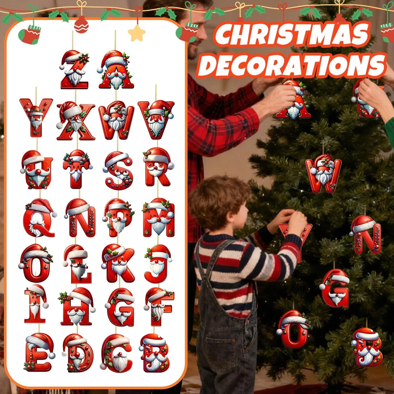 

26 Letter Christmas Tree Hanging Decoration 2026 New Christmas Letters Ornament For DIY hanging Christmas decorations indoors