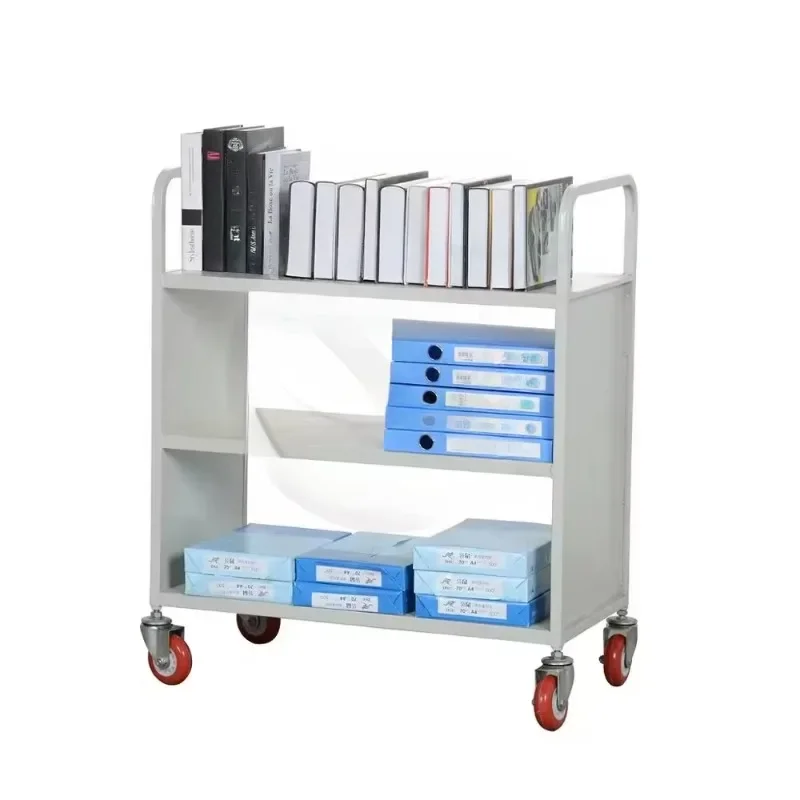 

2 Tiers V-shaped Library Furniture Metal Book Trolley Bookstore Library Book Cart
