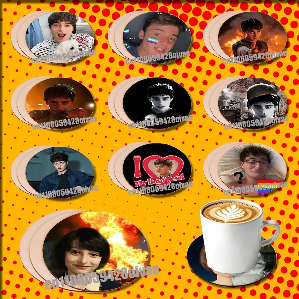 

N-Noah Cameron Schnapp For Wine Water Coffee Tea Coaster Cup Glass Mat 10CM Wood Round Non Fouling
