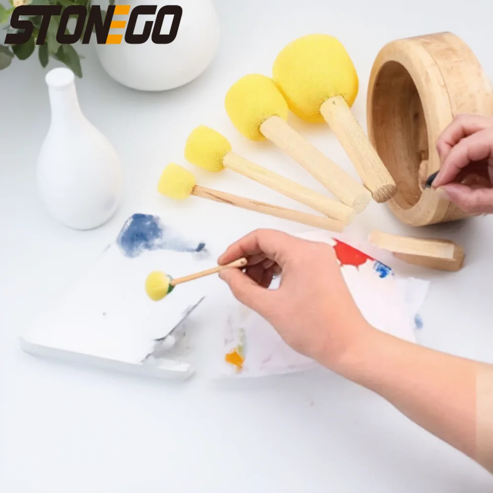 

Wooden Handle Sponge Paint Brushes Kids Art Drawing Painting Tools School Stationery Supplies
