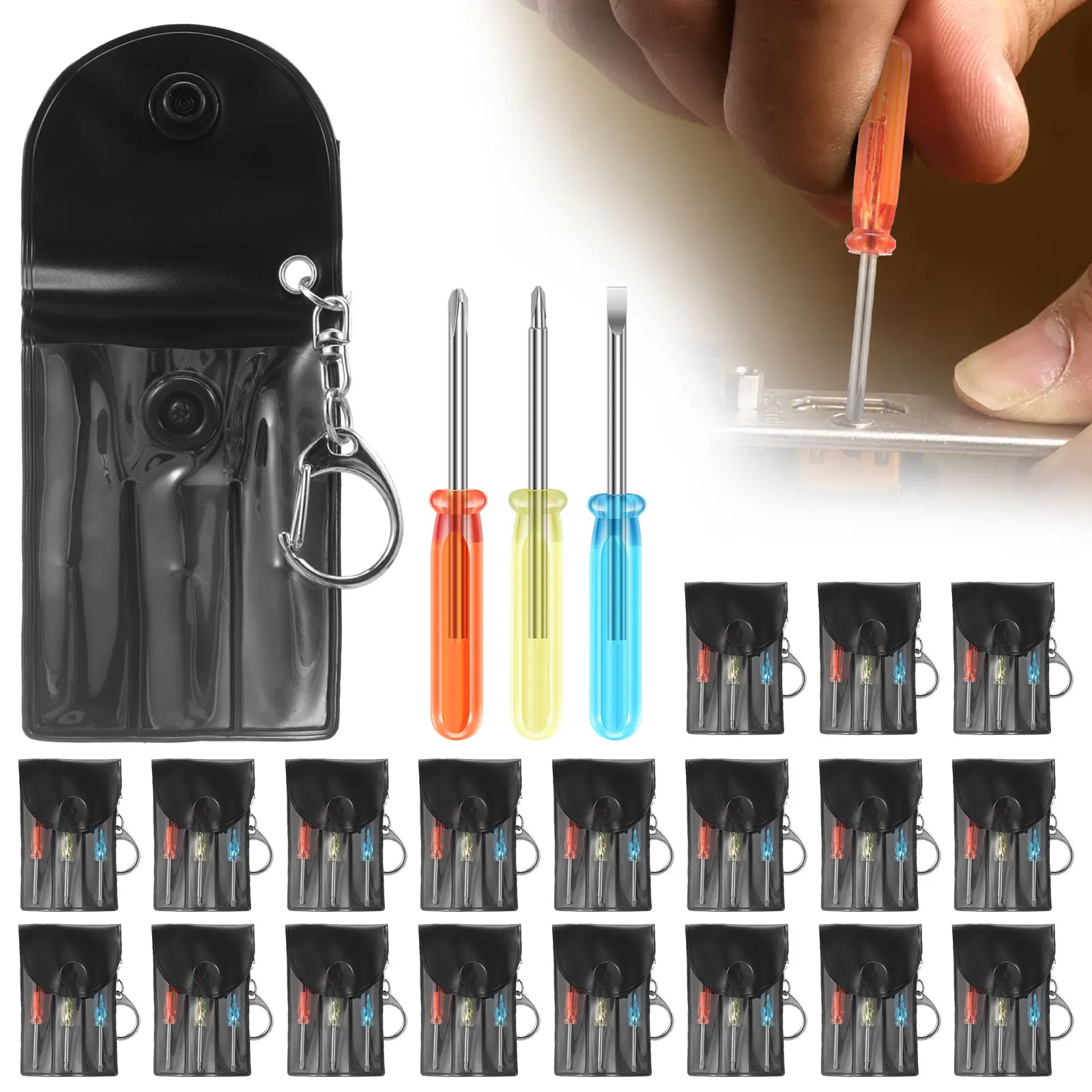 

20 упаковок, набор мини-отверток, брелки, 3-битная отвертка с сумкой, оптом для взрослых и мужчин, коллег для сотрудников, подарки для вечеринок, призы