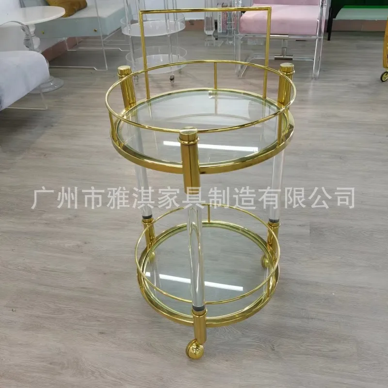 Factory direct sales transparent acrylic bar villa wine cart cart fashionable high-end dining car