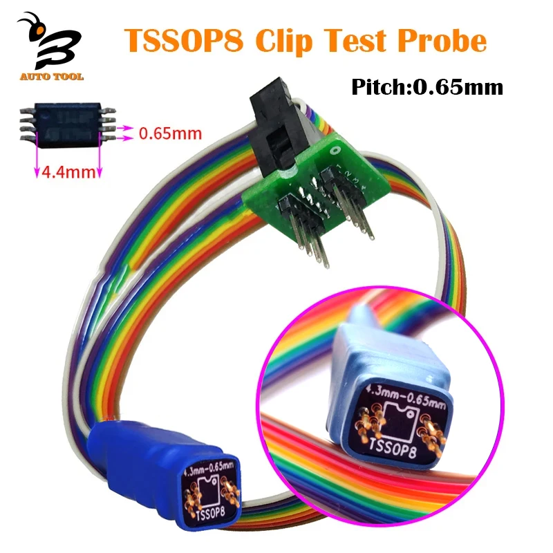 Ligne de sonde de test à pince TSSOP8, 8 broches, 4.3mm-0.65mm, pigments de circuit IC sur programmeur USB, EZP2019, EZP2023, Xgecu, TL866II, T56,