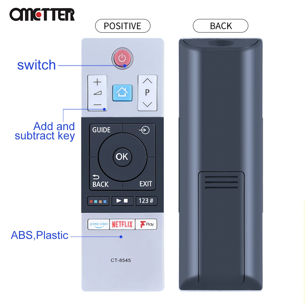 CT-8545 For Toshiba Remote Control Prime Video Netflix Fplay Button