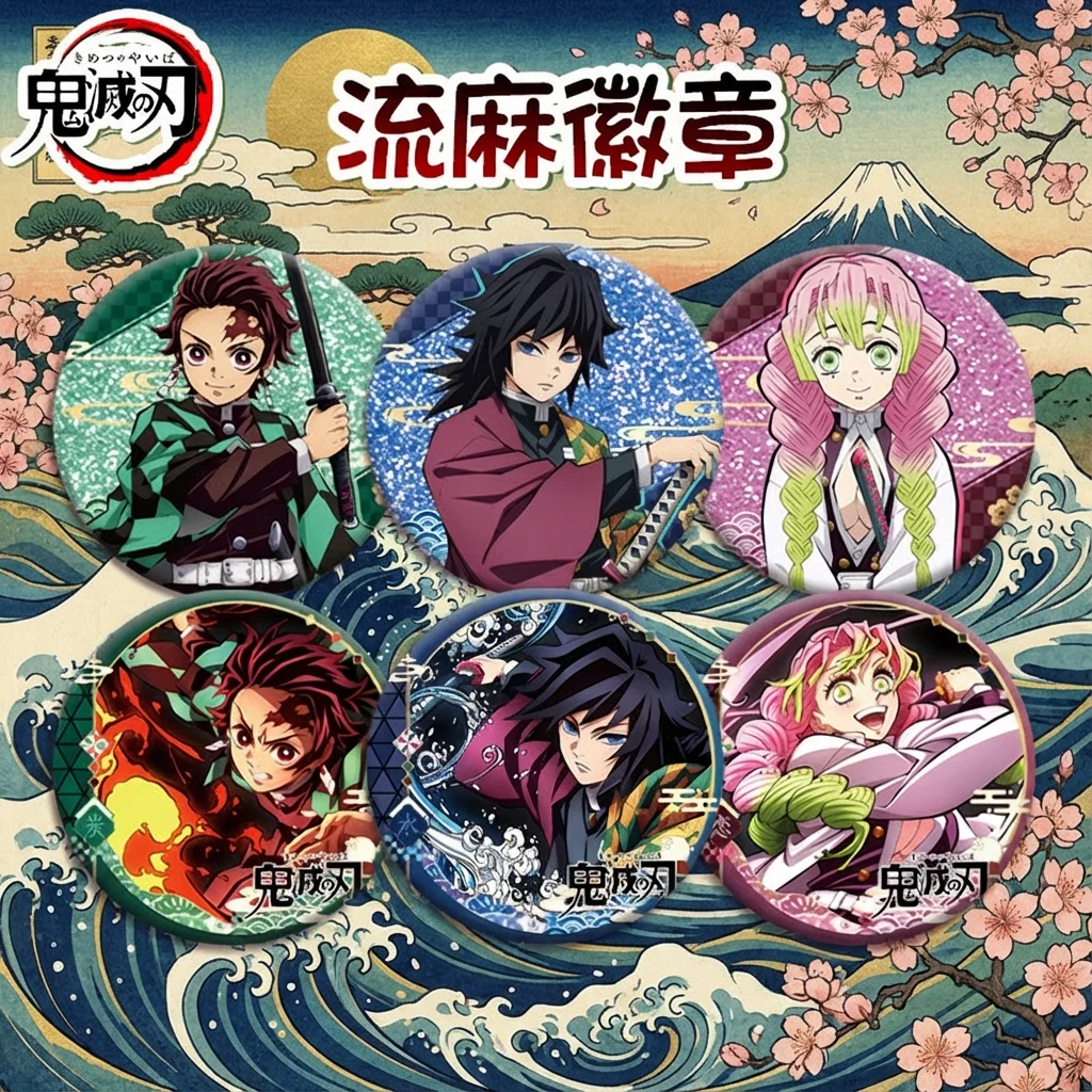 Pin Coleccionable de Demon Slayer Kimetsu no Yaiba, Diseño Acrílico de Doble Cara, Mercancía de Anime Cosplay, Kamado Tanjiro Nezuko