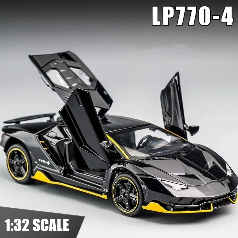 1:32 LP770-4 Supercar Simulation Diecast Metal Car Model Toy Model Sound & Light Pull back Toy Collection Gift