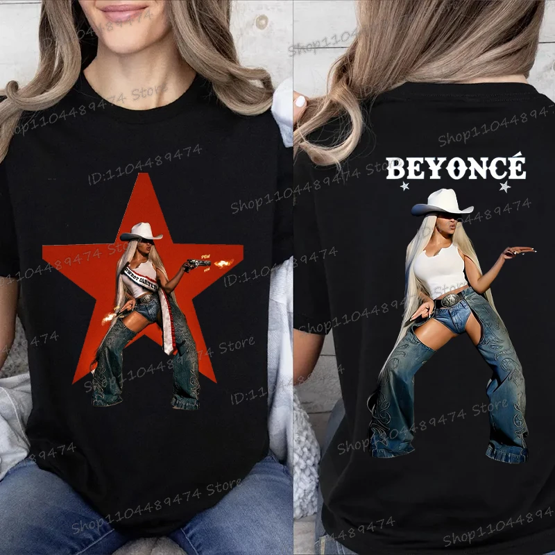 

Men Women Beyonce Cowboy Carter Tour 2025 Shirt Printed Fashion Harajuku Streetwear Short Sleeve Vintage Singer T-shirts