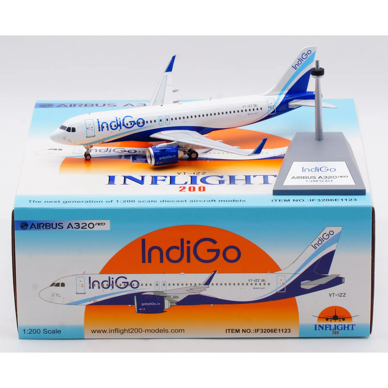 

IF3206E1123 Alloy Collectible Plane Gift INFLIGHT 1:200 IndiGo Airlines Airbus A320 Diecast Aircraft Jet Model VT-IZZ With Stand