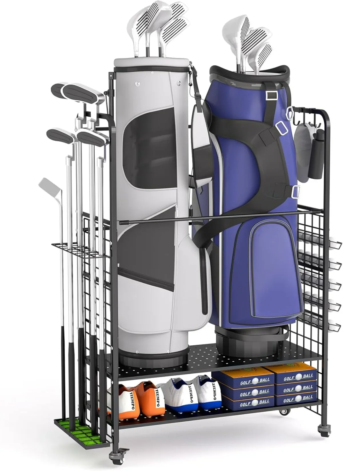 Storage Garage Organizer - Golf Bag Organizer, Club Rack and Golf Equipment Accessories Rack, Bag Stand for