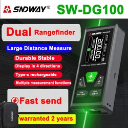 SNDWAY Dual Laser Distance Meter Bilateral Laser Rangefinder 60/100M Rechargeable Digital Tape Measure Profesional Range Finder