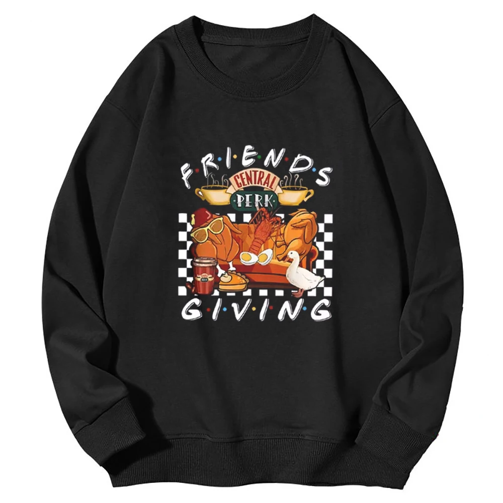 2024 Friends Turkey Sweatshirt Thanksgiving Shirt Funny Tv Show Shirts Central Park Sweater Harajuku Coffee Sweatshirts