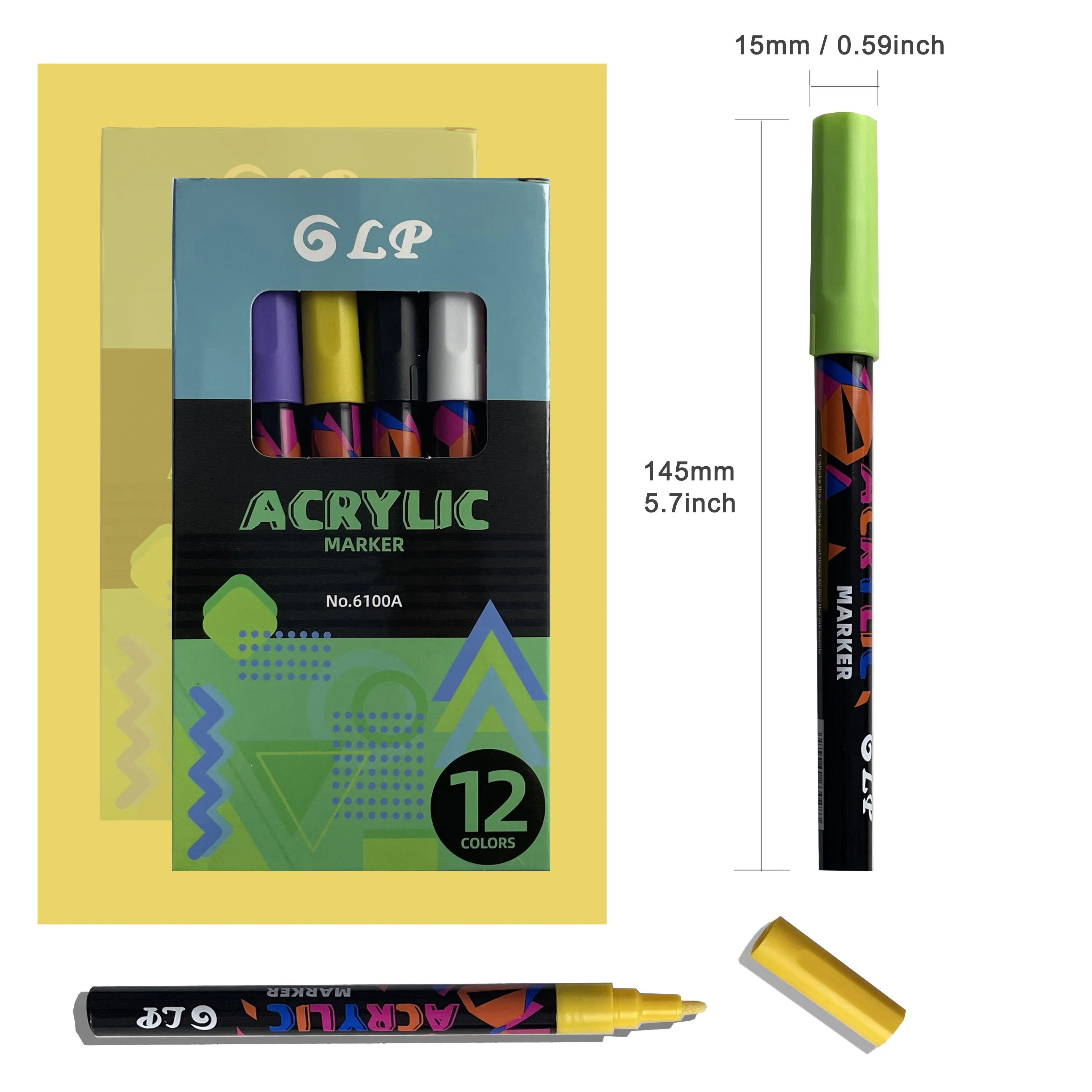 12-60 Colors Acrylic Markers Pen Art 1-2mm valve Width for Painting Chirldren Water-proof Student Scholl Supplies Stationery