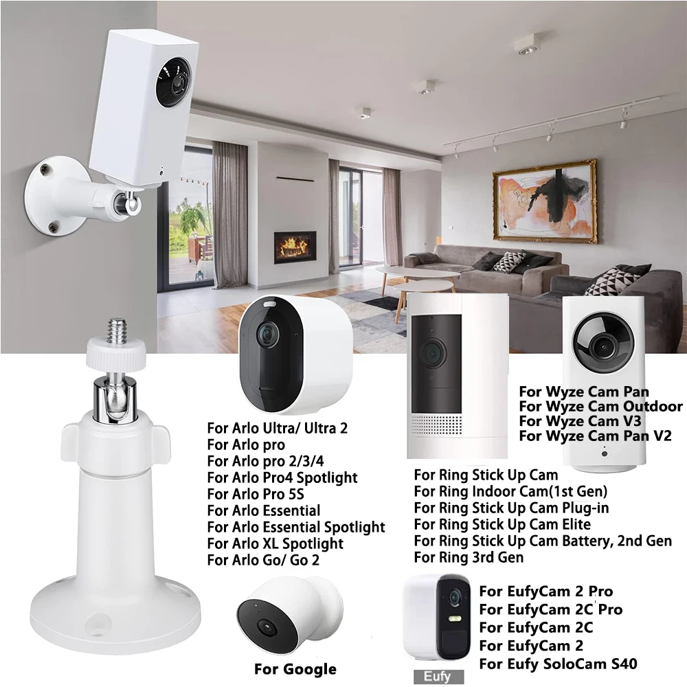 Security Camera Wall Mount for Ring Stick Up Cam,Ring 3rd Gen,Arlo Pro 4,Arlo Ultra,Wyze Cam Pan, EufyCam 2,360°Adjustable Mount