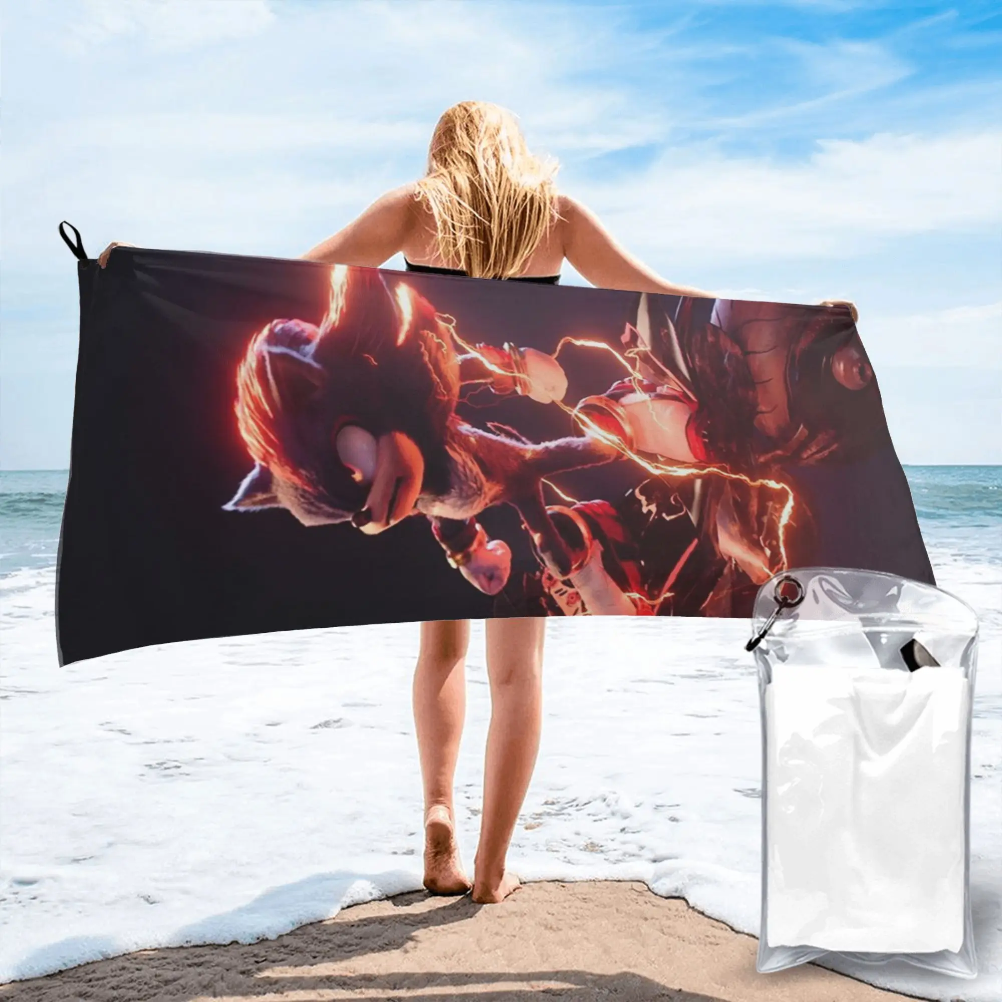 Shadow The Hedgehog Beach Towel Soft Microfiber Quick Dry Absorbent Quick Towels For Mountain Climbing