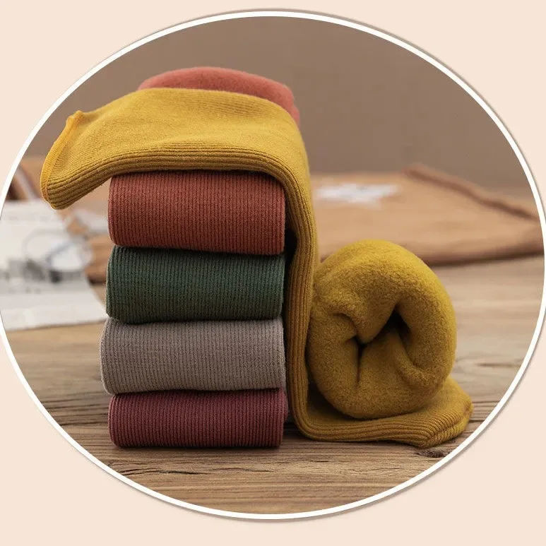 1 Mới Mùa Đông Ấm Vớ Nữ Làm Dày Nhiệt Mềm Mút Khoác Màu Len Cashmere Nhà Sàn Mút Tuyết giày 35-40