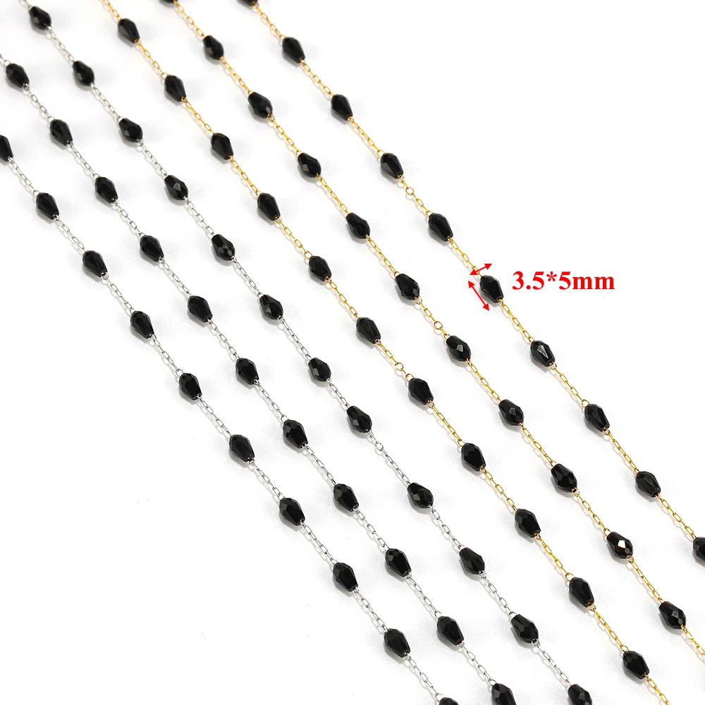 1/10  Meter Stainless Steel Handmade Drop Glass CrystalChains for DIY Necklace Making Jewelry Findings Handcrafted Accessories