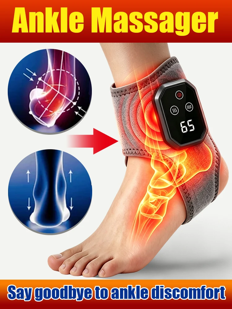 Ankle Massagers With Heat and Vibration Wireless Foot Ankle Massager brace Heating Vibration
