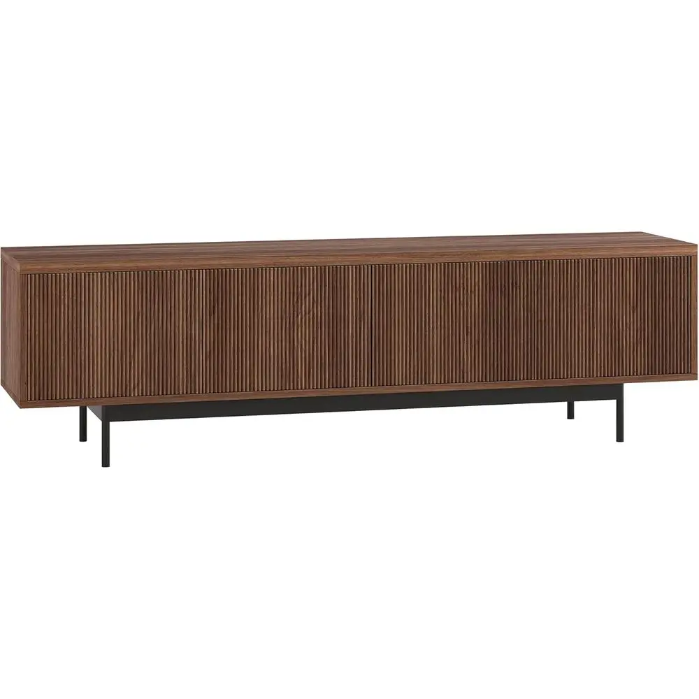 

luted TV Stand or TVs up to 75" with 2 Open-Cont Ribbed Storage Cabior Living Room, amily Room, or Oice, Medium Walnut