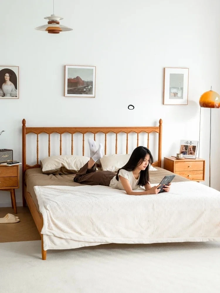 

BTQH solid wood Windsor bed cherry wood master bedroom 1.5m bed retro log wind 1.8m double bed