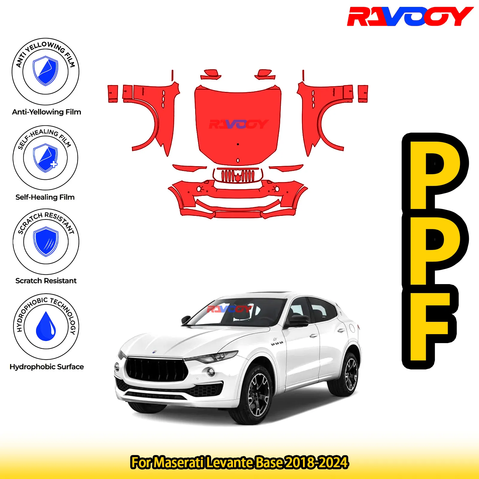 

For Maserati Levante Base 2018-2024 Glossy Matte Black Precut front PPF Kit Paint Protection Film